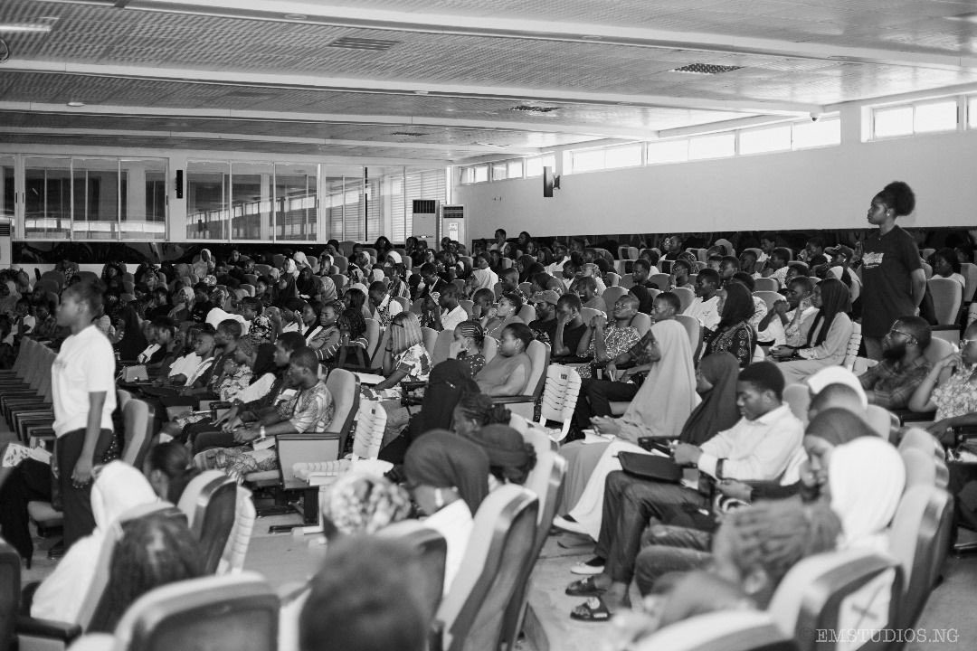 Packed auditorium at a past community tech event